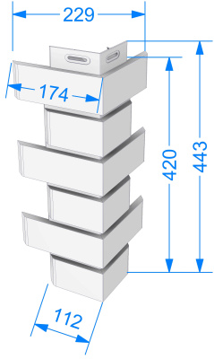Угол наружный фасадной панели Деке FLEMISH Белый чертеж