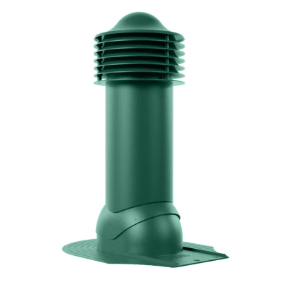 Труба вентиляционная h550мм d110мм RAL 6005 зеленый мох для мягкой кровли при монтаже утепленная вид