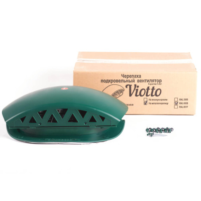 Вентилятор подкровельного пространства Viotto RAL 6005 зеленый мох для кровли из металлочерепицы фото упаковки